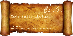 Csörgits Ibolya névjegykártya