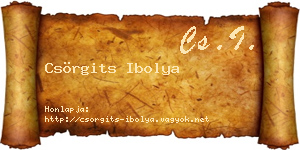 Csörgits Ibolya névjegykártya